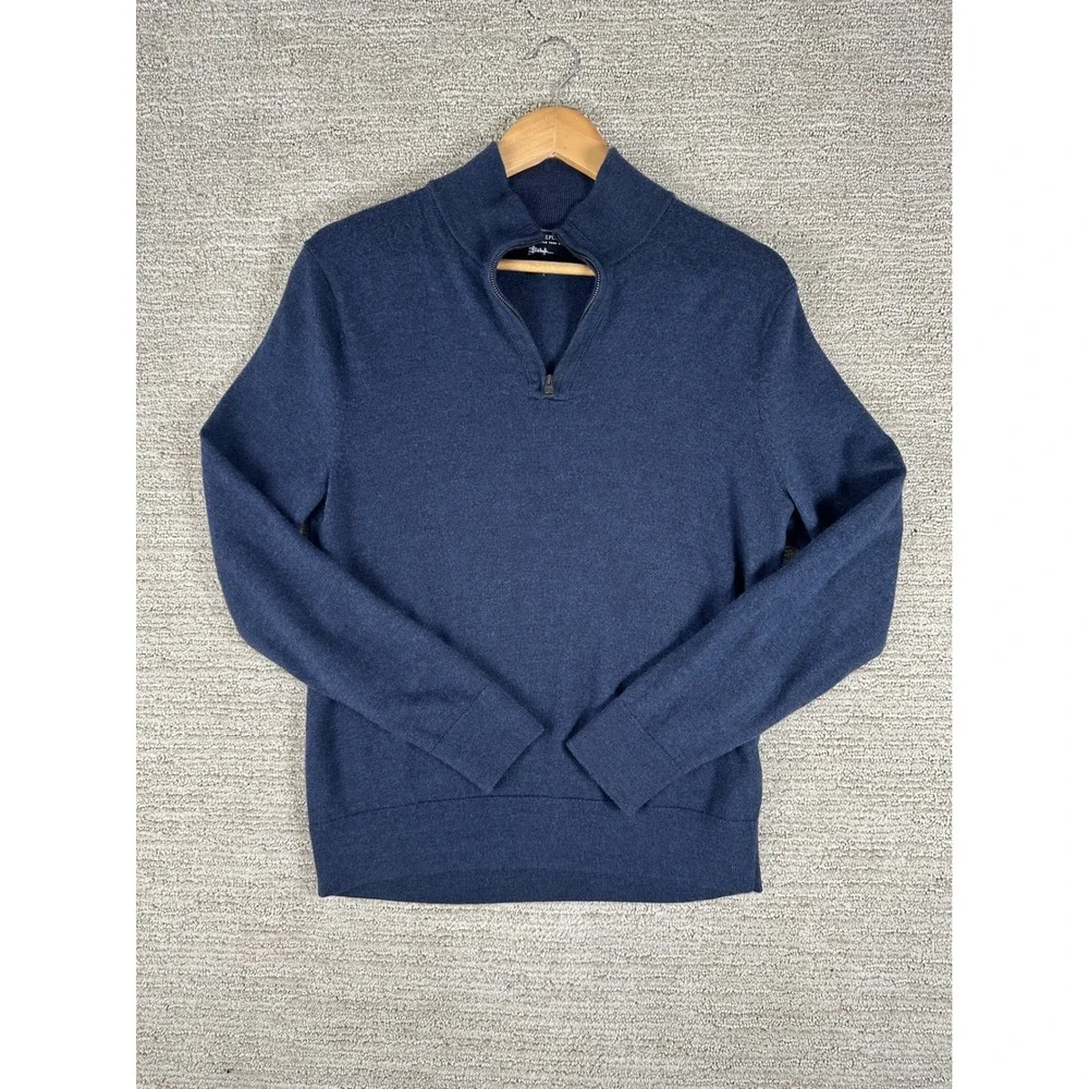 Banana Republic Mens Blue Italian Merino Wool Quarter Zip Sweater Size M Baruffa